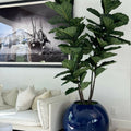 30″ blaue Kugelvase mit Geigenfeige